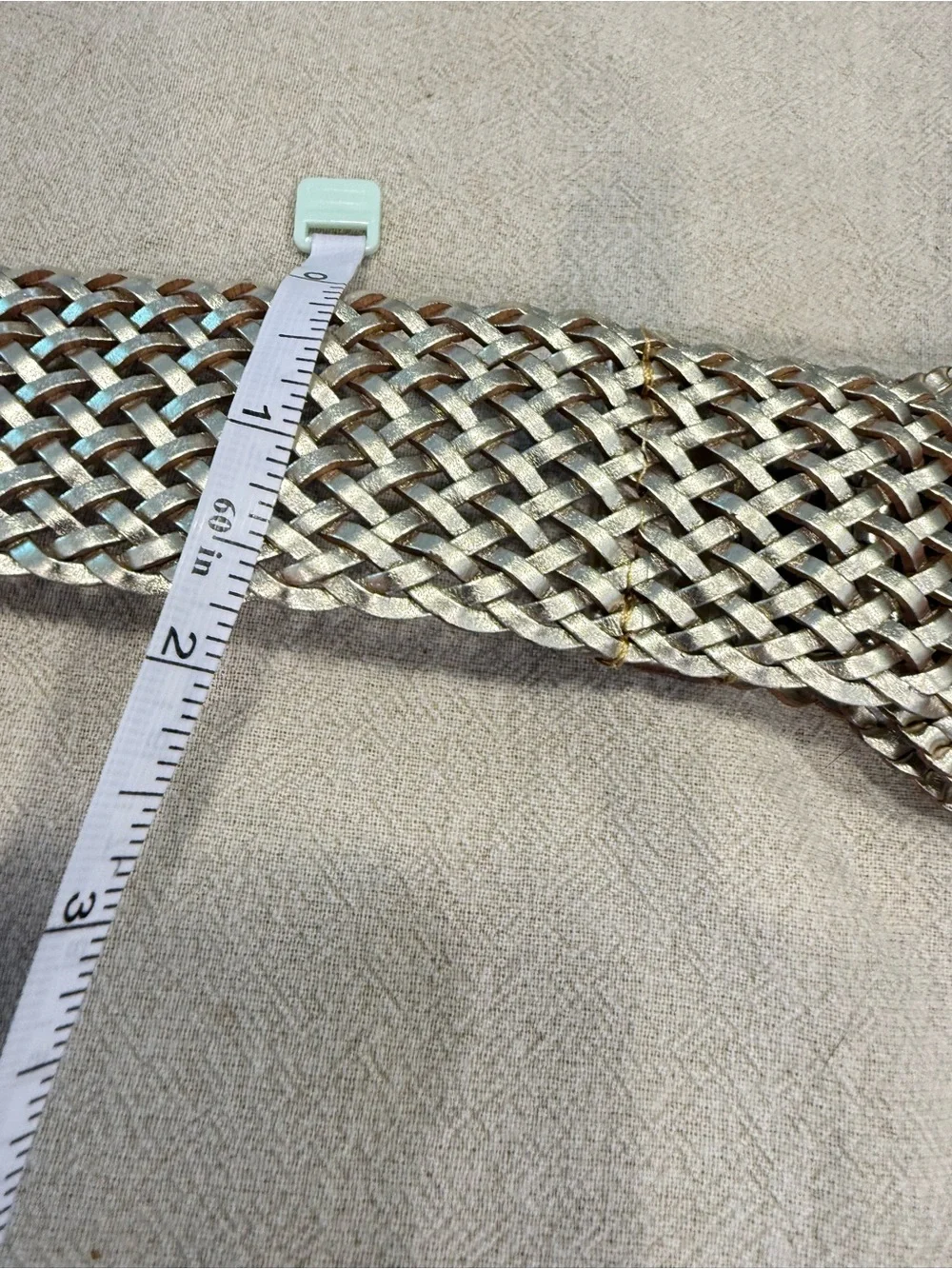 J. Crew metallic gold braided leather belt retro 70s S/M